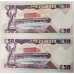 ZAMBIA 1986 . FIFTY 50 KWACHA BANKNOTES . CONSECUTIVE SEVEN
